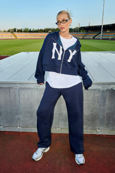 NY Self Fabric Applique Straight Leg Jogger NY Self Fabric Applique Straight Leg Jogger