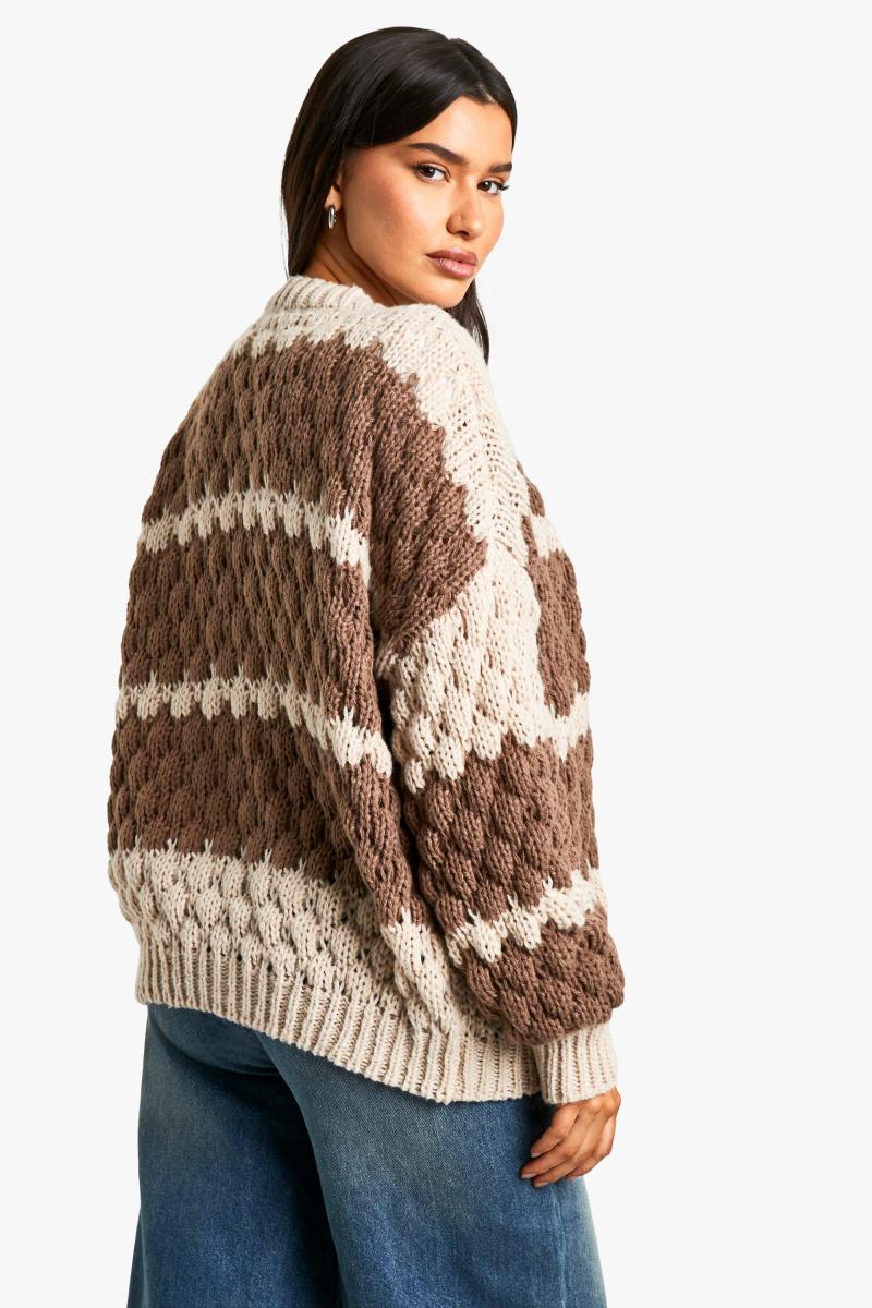 Високий смугастий міхур в’язаний кардиган