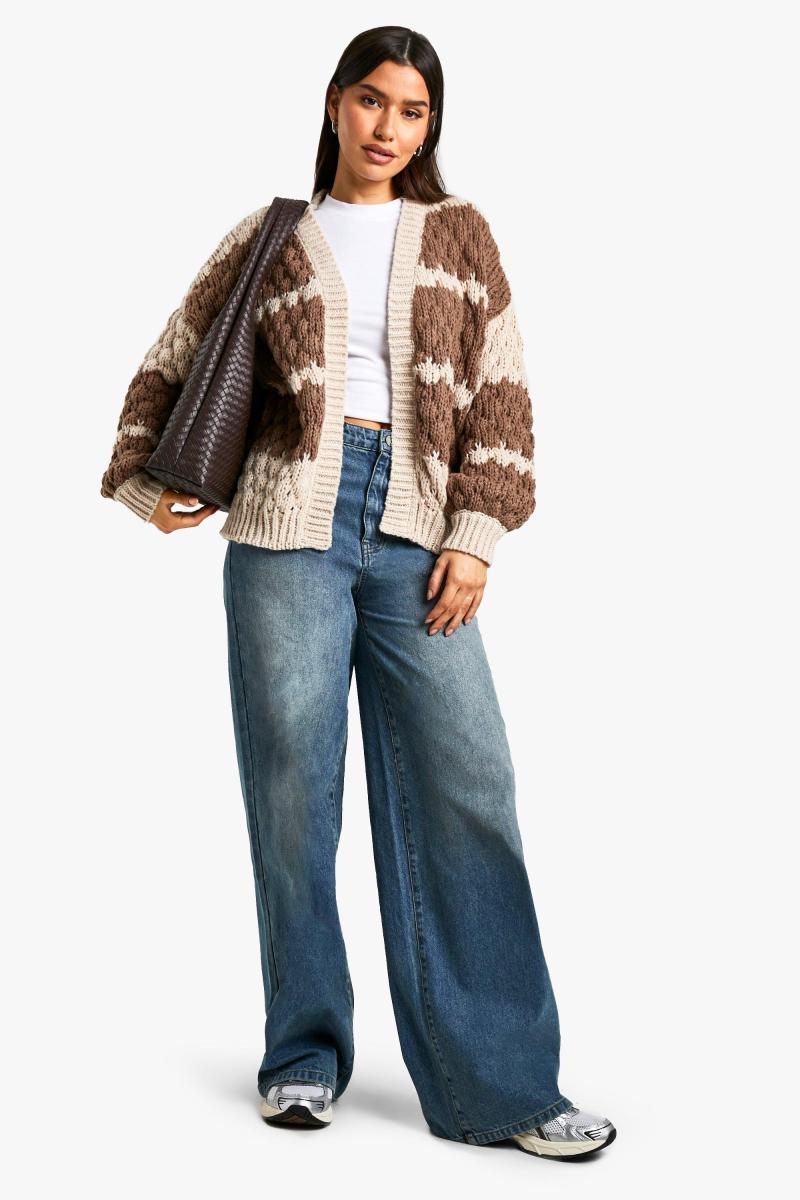 Високий смугастий міхур в’язаний кардиган