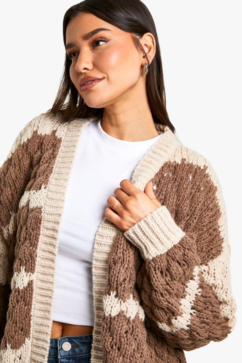 Високий смугастий міхур в’язаний кардиган