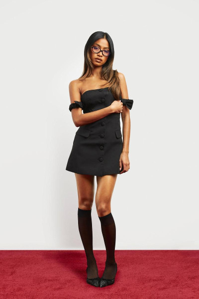 Міні -сукня з калькуляцією лука Бардо