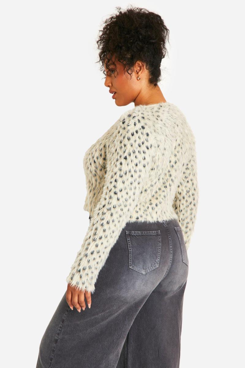 Плюс леопардовий матовий кардиган