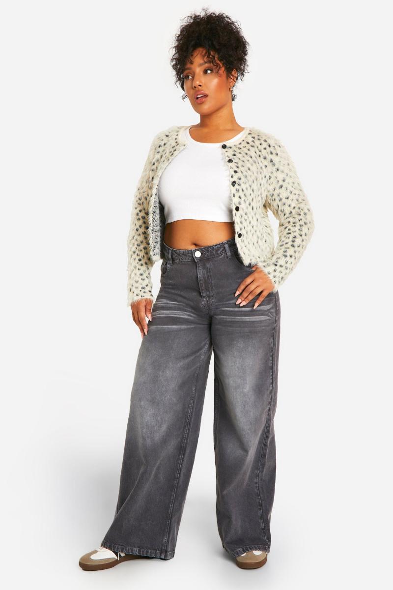 Плюс леопардовий матовий кардиган