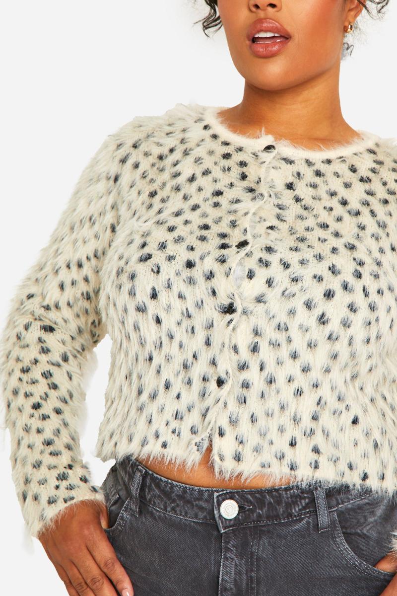 Плюс леопардовий матовий кардиган