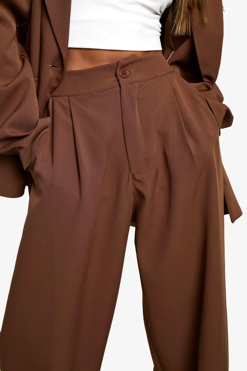 Тканий плісирований брюк з прямими ногами