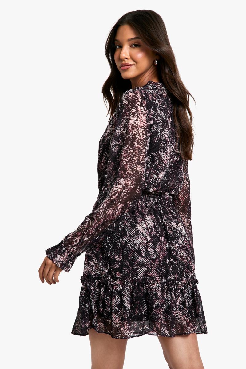 Сукня для фігуриста з зміїного друку з довгим рукавом