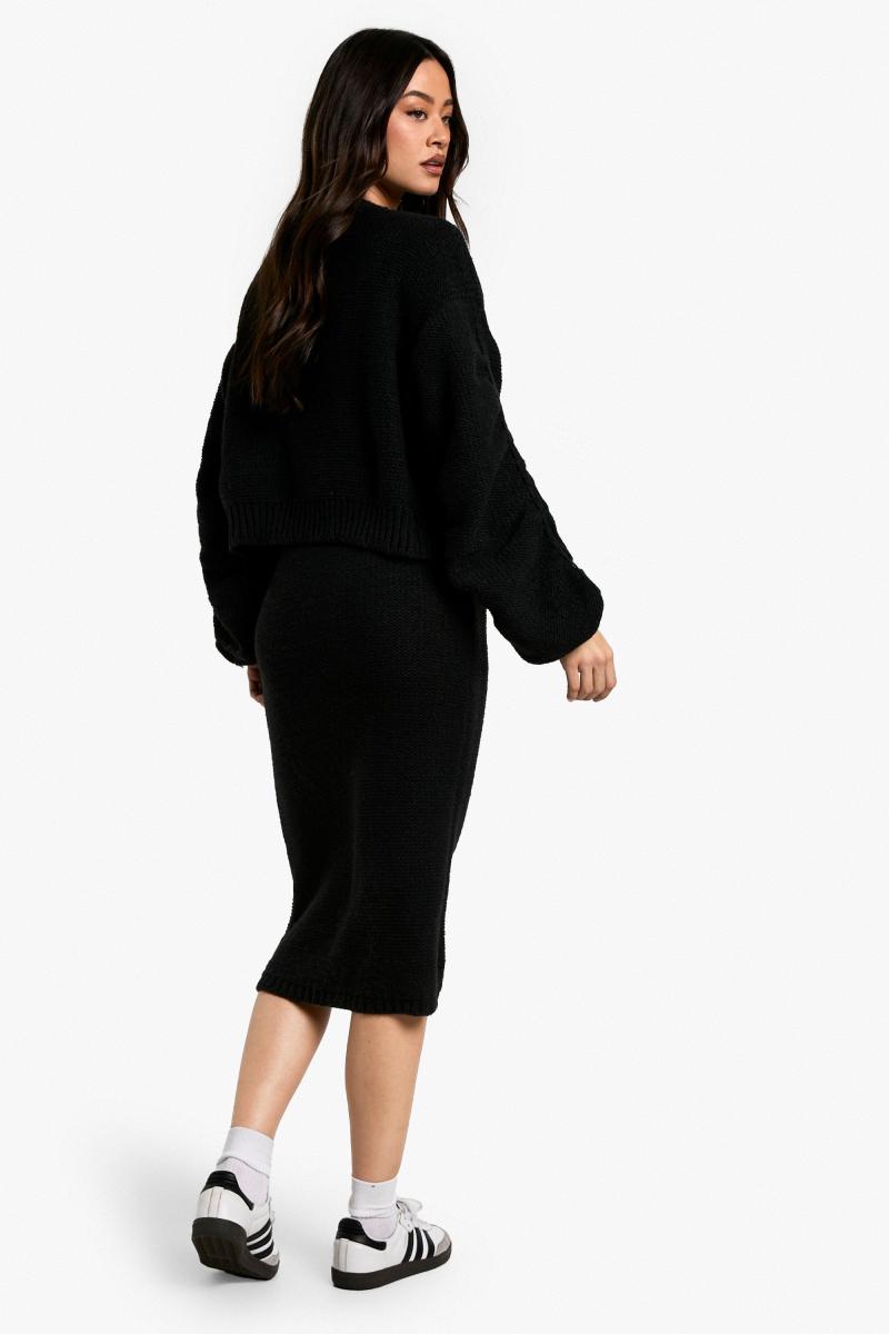 Високе сукне в’язання та кардиган Co Ord