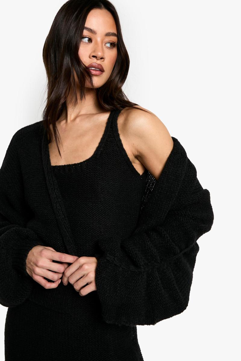 Високе сукне в’язання та кардиган Co Ord