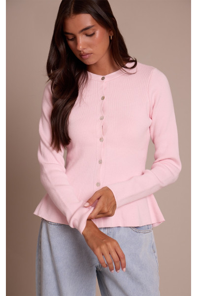 Рожевий компактний в’язаний кардиган