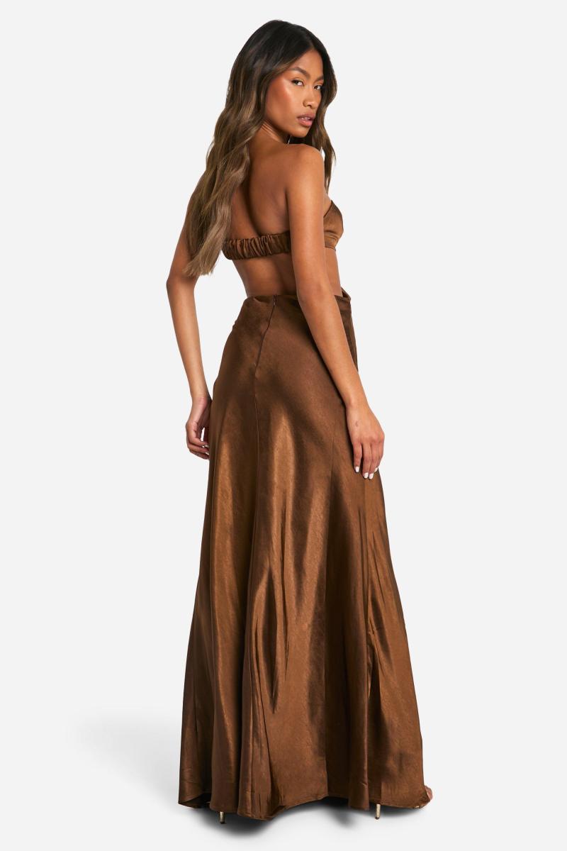 Сукня максі з атласною обробкою бандо
