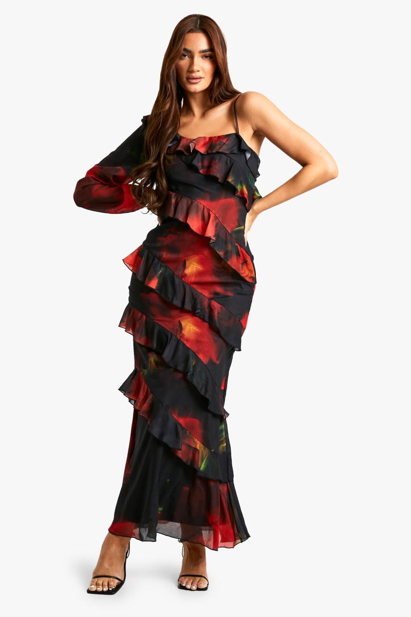 Темна квіткова сукня максі