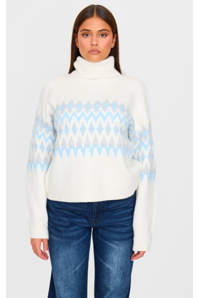 Кремовий різдвяний джемпер Fairisle Roll Neck