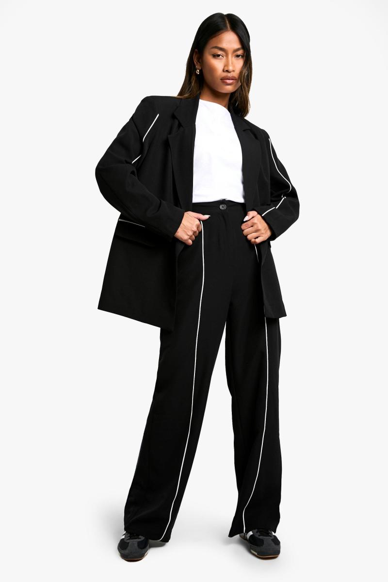 Ткані прямі штани з кантом