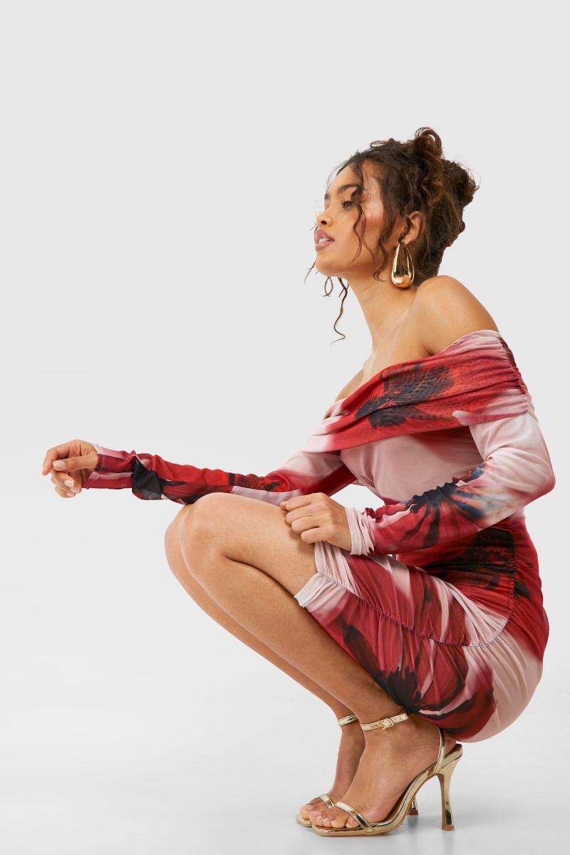 Міні -сукня Bardot Floral Mesh