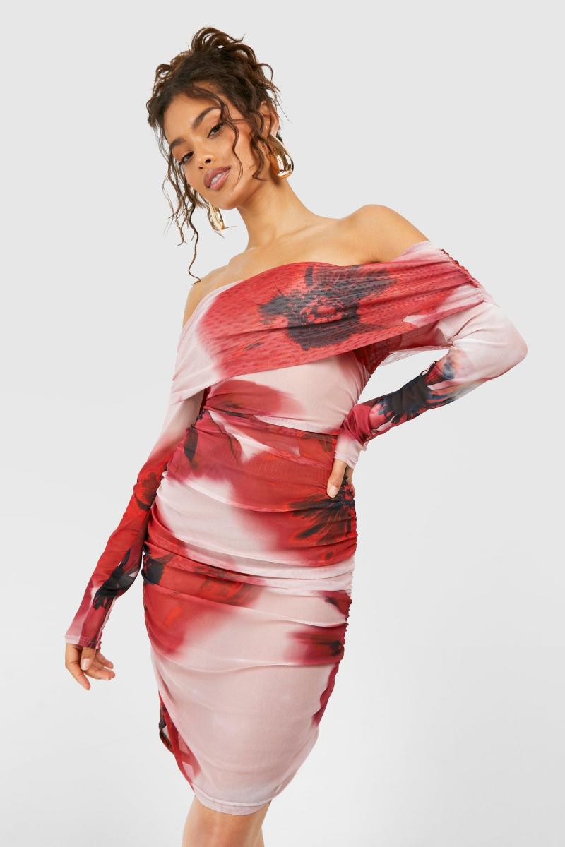 Міні -сукня Bardot Floral Mesh