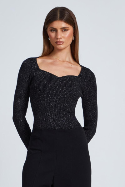 Чорний металевий блиск джемпер Чорний металевий блиск джемпер