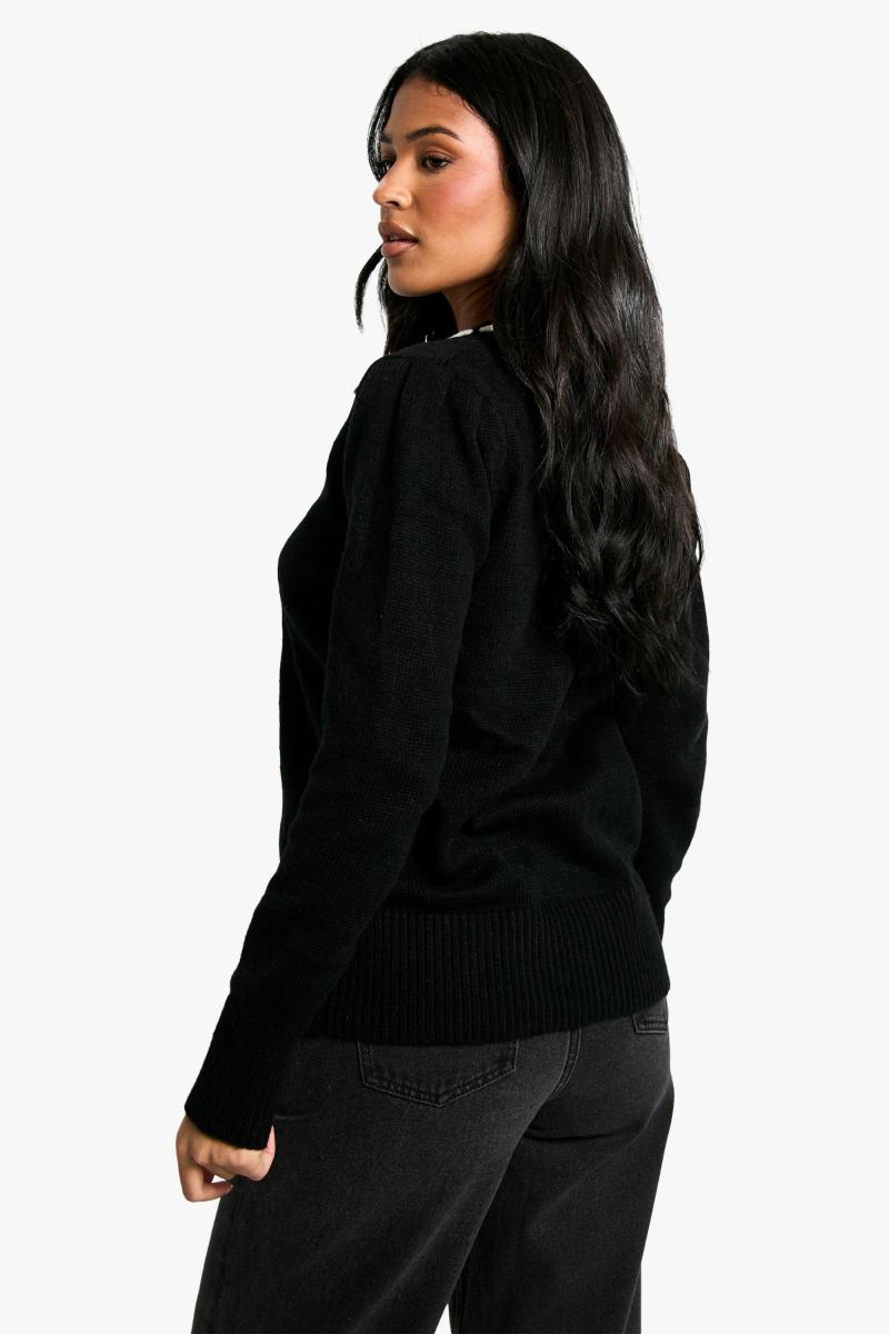 Високий в'язаний кардиган із контрастною стрічкою