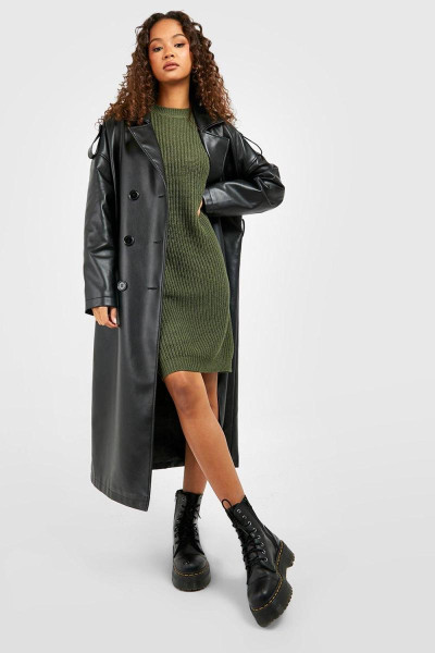 Оливкова сукня-джемпер з круглим вирізом Оливкова сукня-джемпер з круглим вирізом