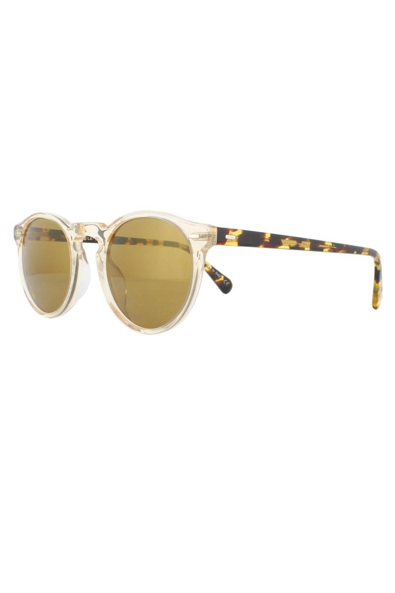 Круглий мед темно -коричневий золотий дзеркало Грегорі Пек 5217 сонцезахисні окуляри