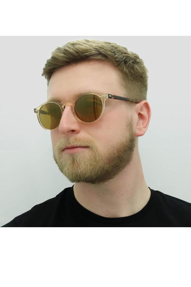 Круглий мед темно -коричневий золотий дзеркало Грегорі Пек 5217 сонцезахисні окуляри