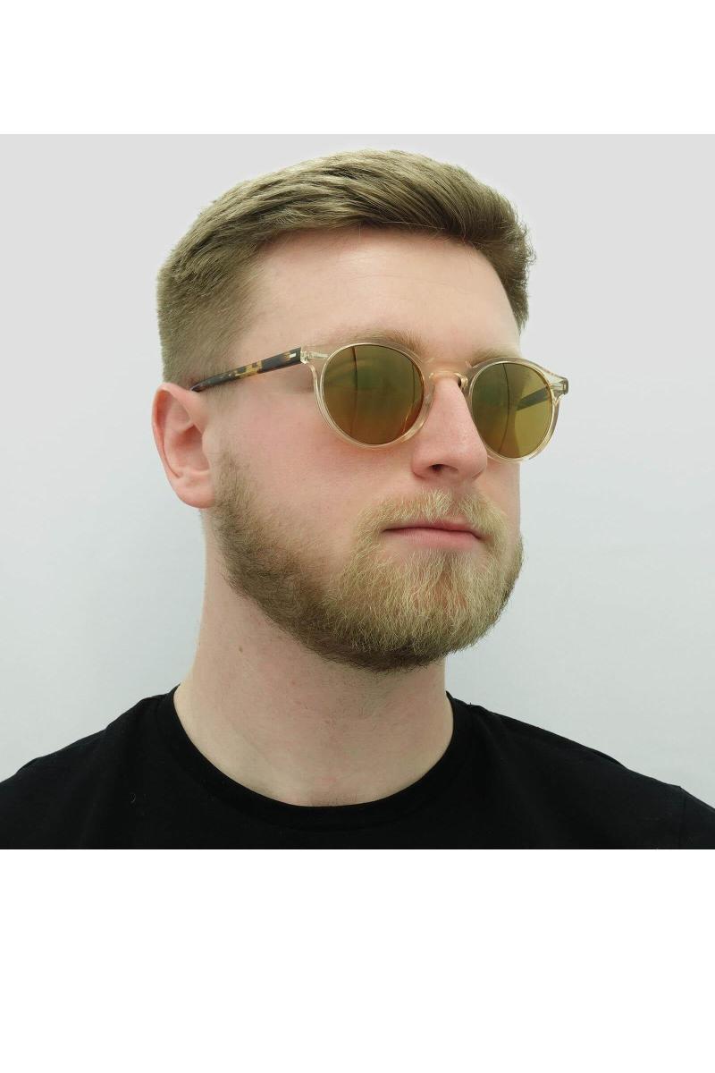 Круглий мед темно -коричневий золотий дзеркало Грегорі Пек 5217 сонцезахисні окуляри