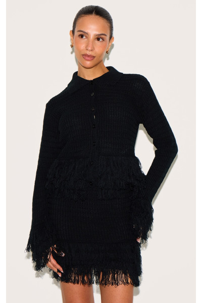 Маленька чорна кнопка вгору кардиган вгору