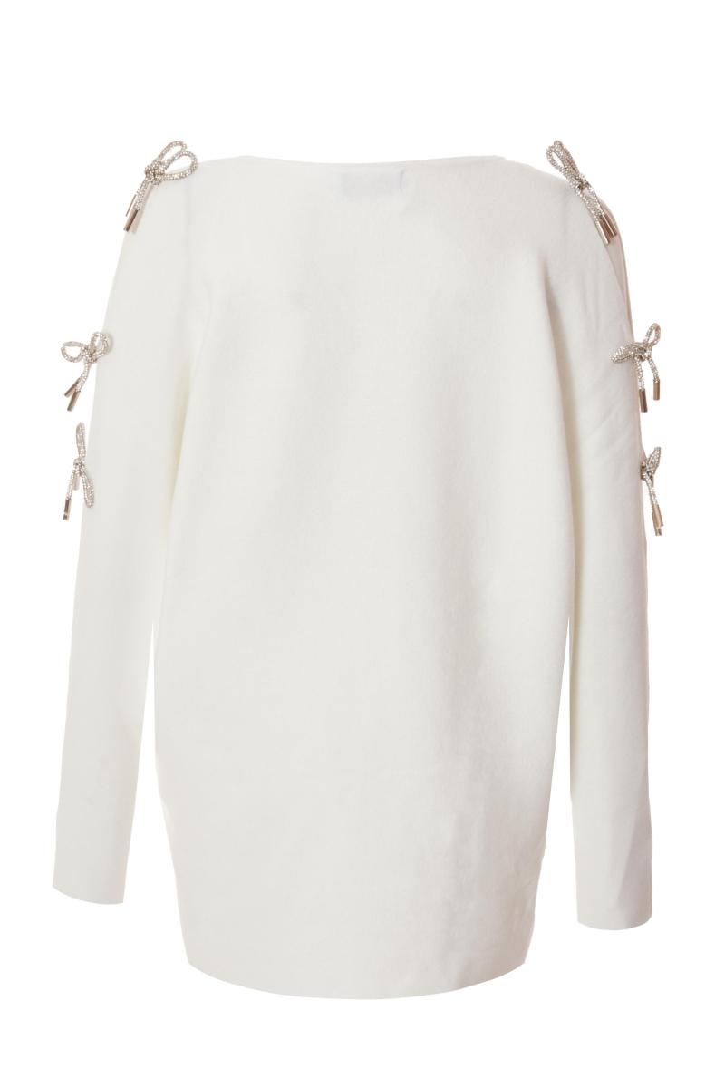 Білий в'язаний діаманте лук -джемпер