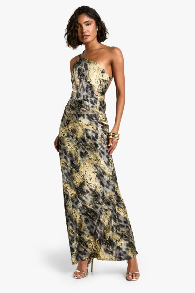 Високий кожух назад абстрактний сукня Maxi Animal Високий кожух назад абстрактний сукня Maxi Animal