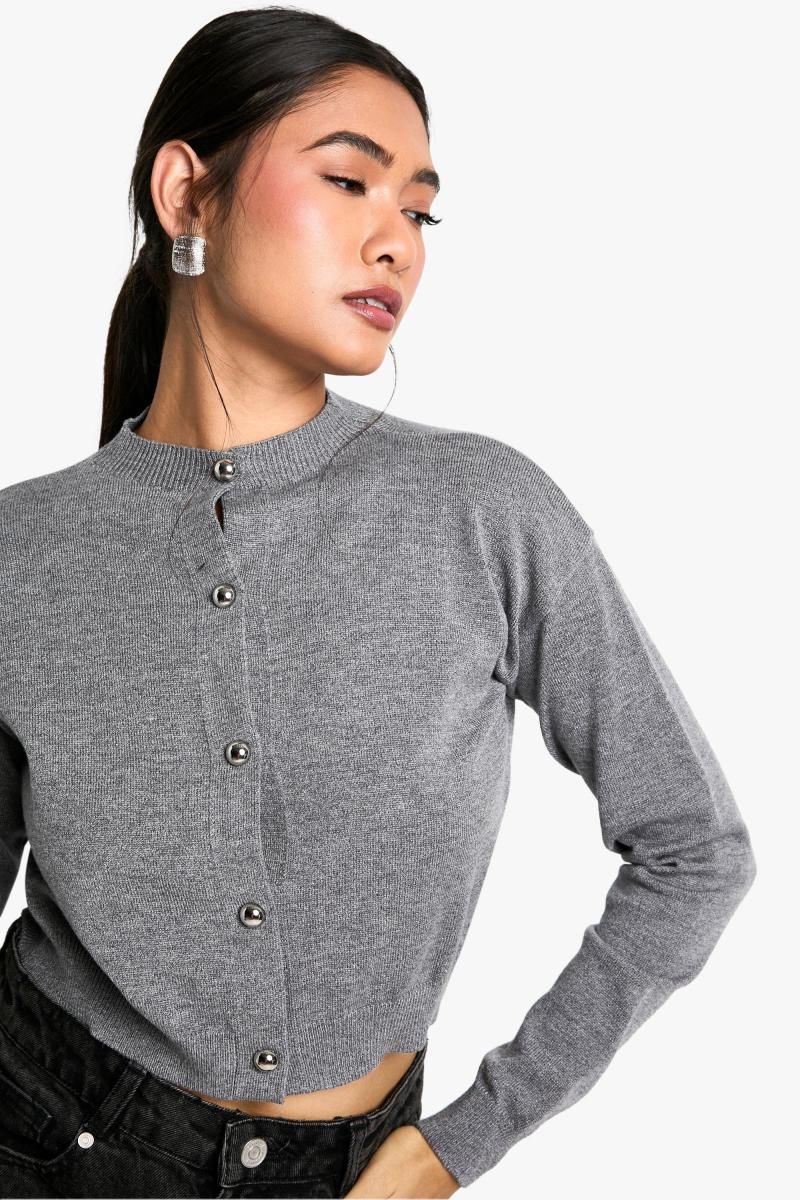 М'який трикотажний кардиган з високим вирізом