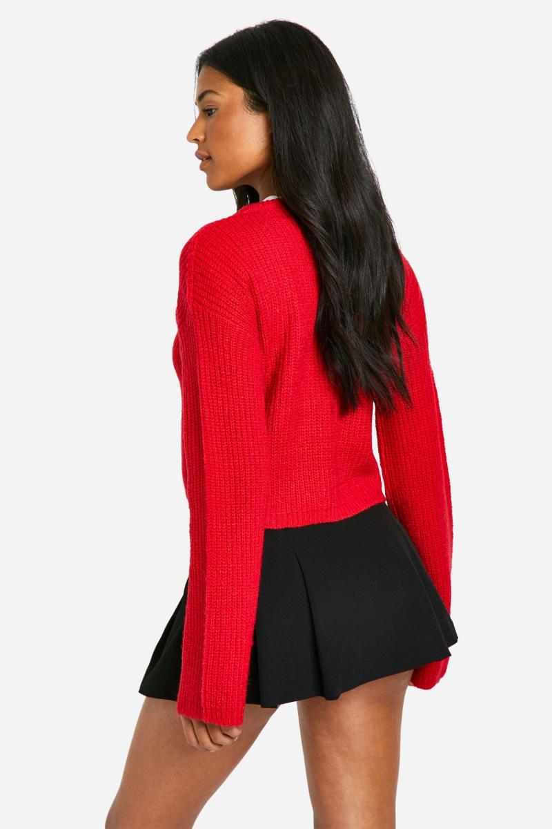 Високий екіпаж шиї м'який трикотажний мікро кардиган