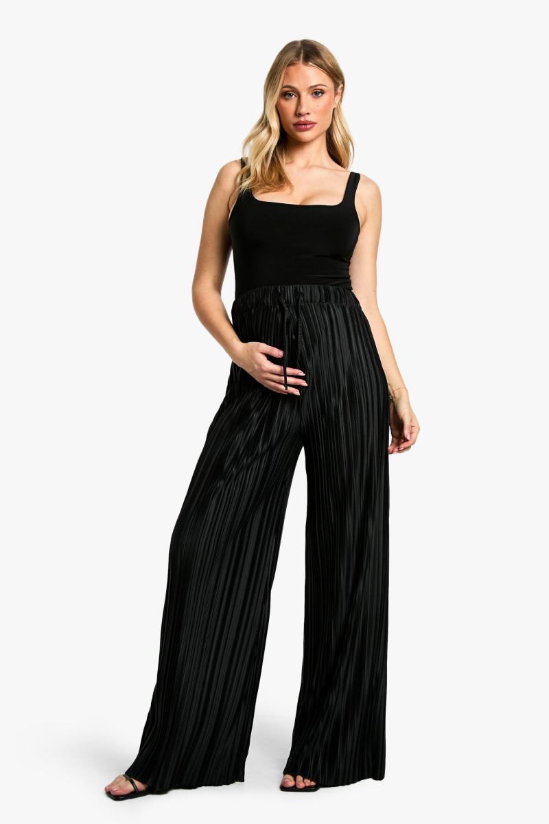 Широкий тіньовий плісо еластично талію, що підходить, широкий штани для ніг