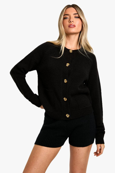 М'який в'язаний боксерський кардиган з кишенями