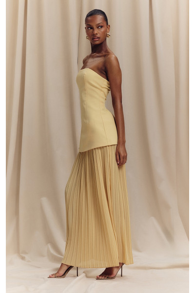 Лимонне бандо плісирована шифонова спідниця панель максі плаття Maxi
