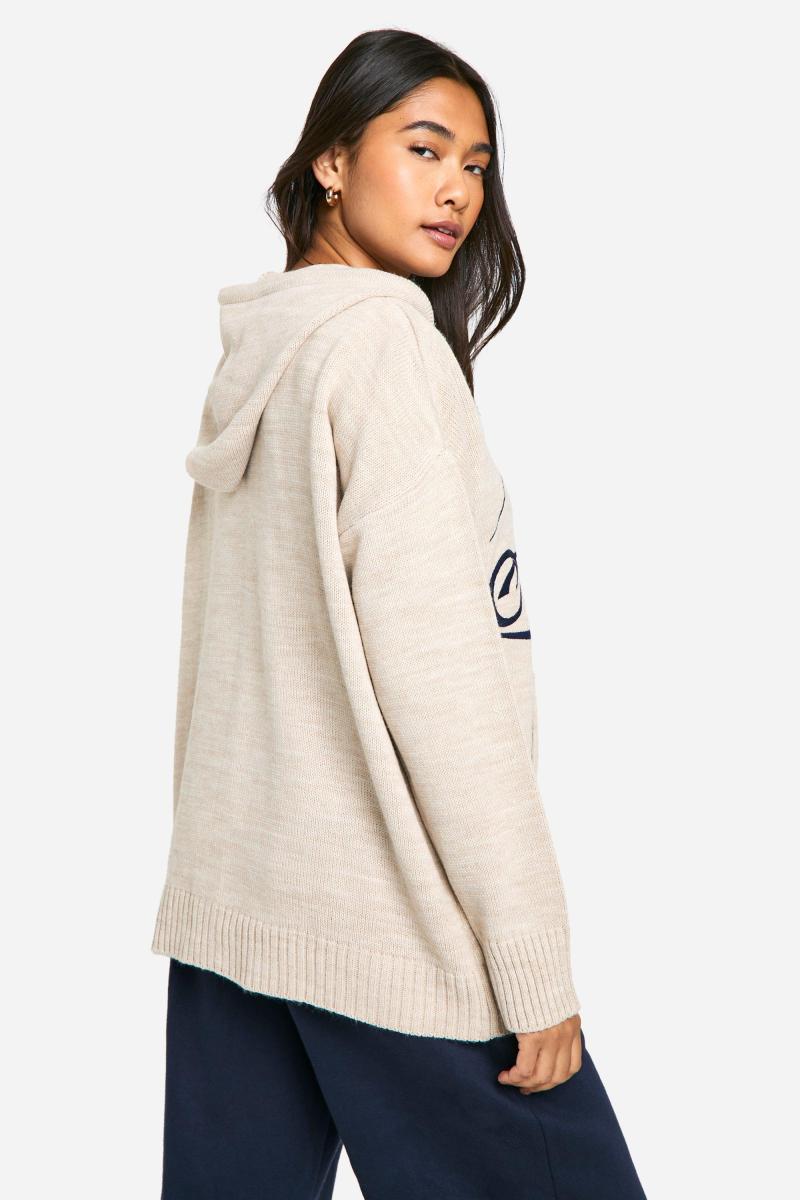 Легка вишита блискавка через негабаритні в'язані худі