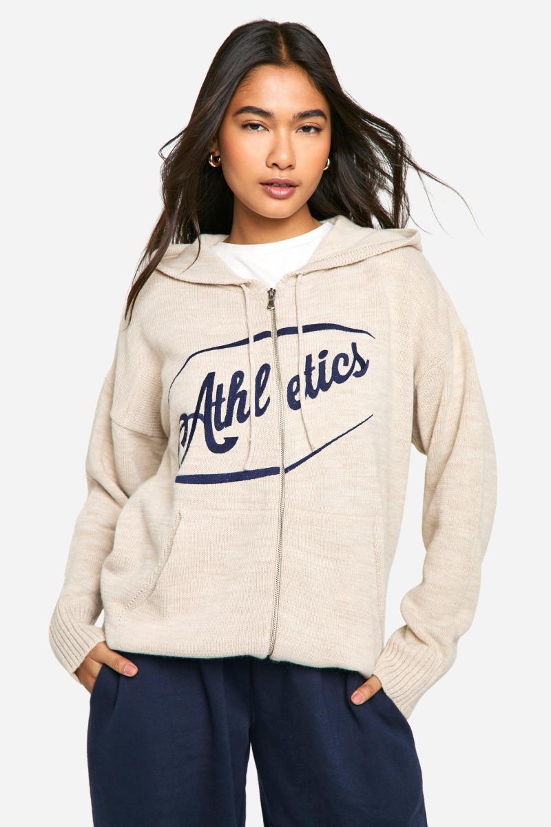 Легка вишита блискавка через негабаритні в'язані худі