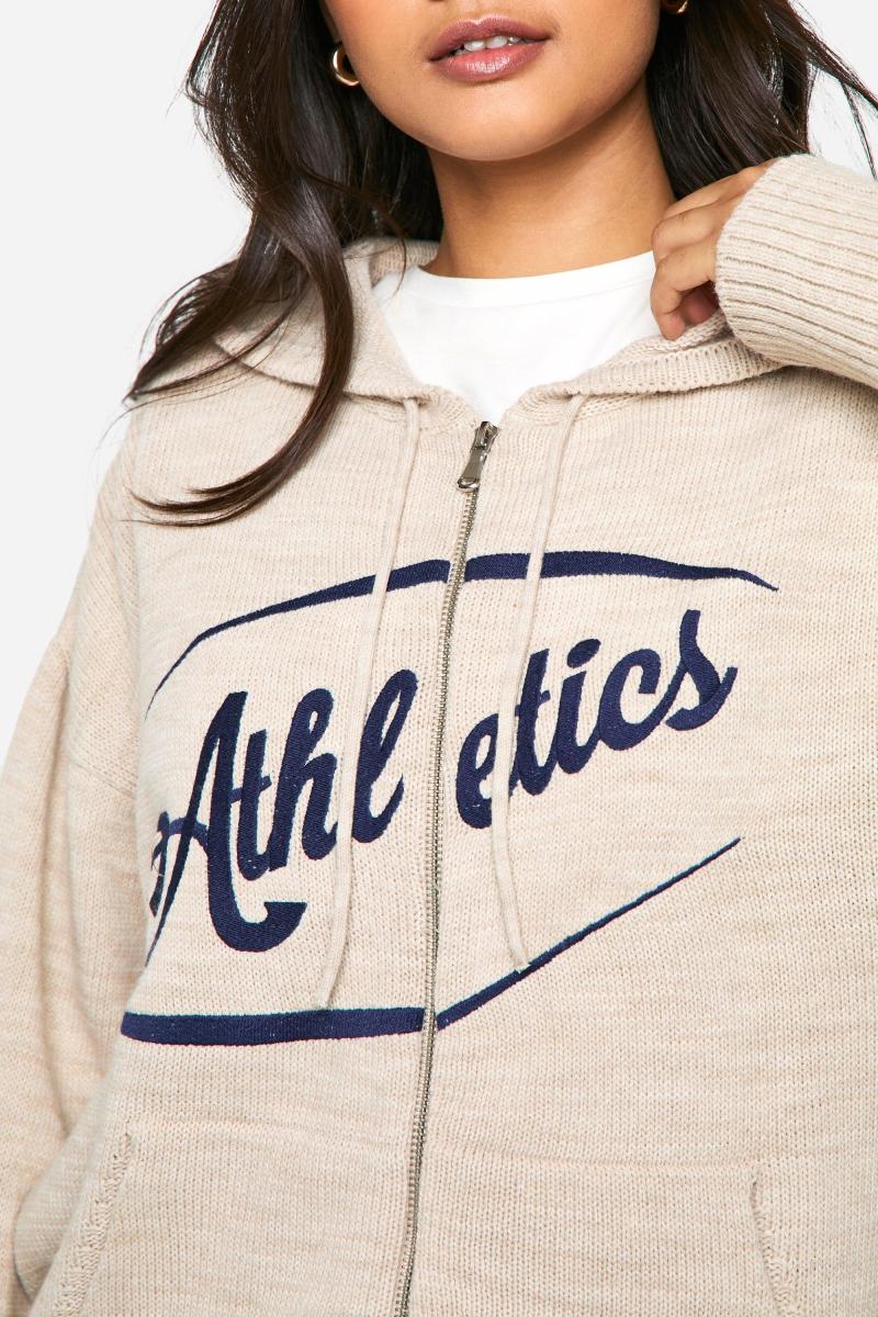 Легка вишита блискавка через негабаритні в'язані худі