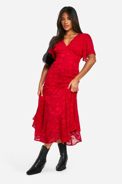 Jacquard Paisley Angel Sleeve Midaxi плаття Jacquard Paisley Angel Sleeve Midaxi плаття