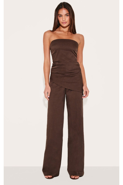 Шоколадні штани з широкими ногами