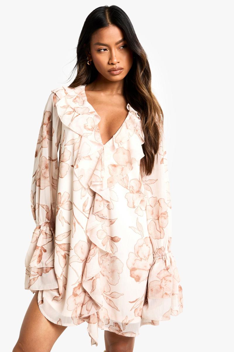 Квіткове шифонське сукня з перемикання