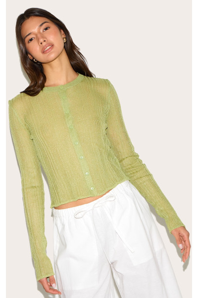 Оливкова чиста в'язана кардиган