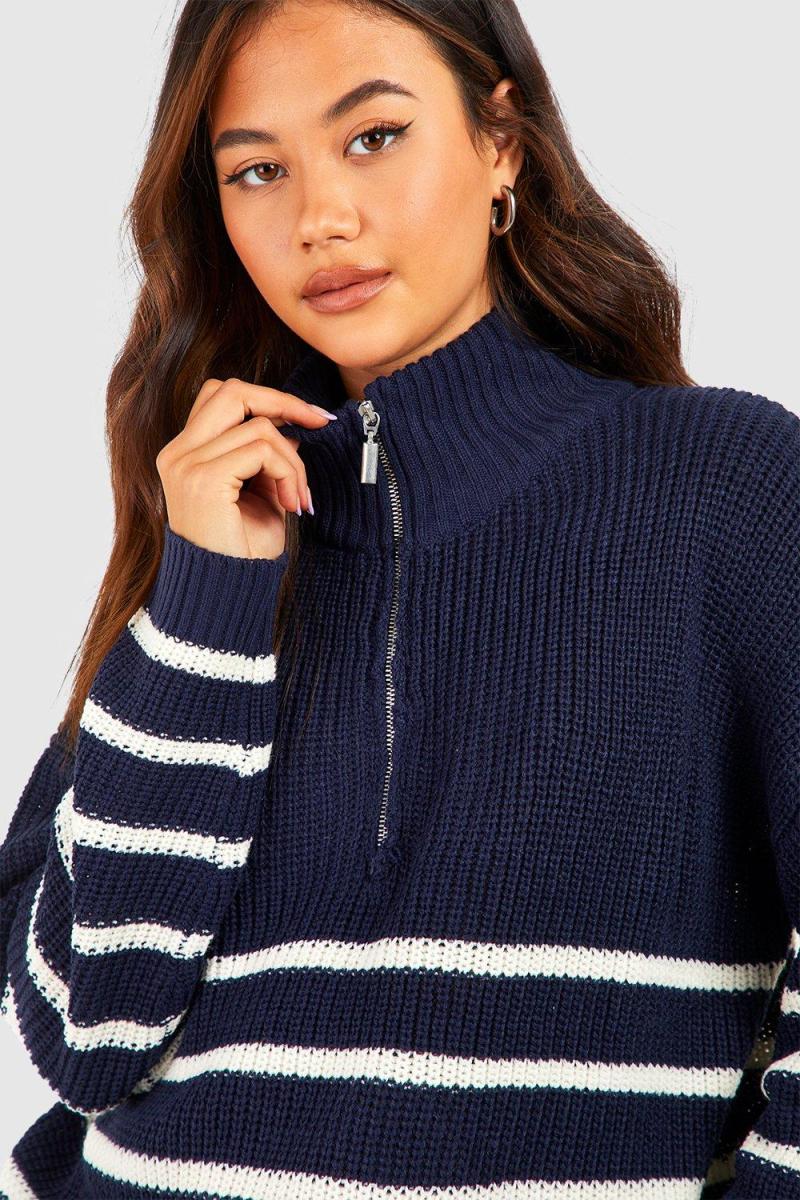 Джемпер у смужку на половину блискавки