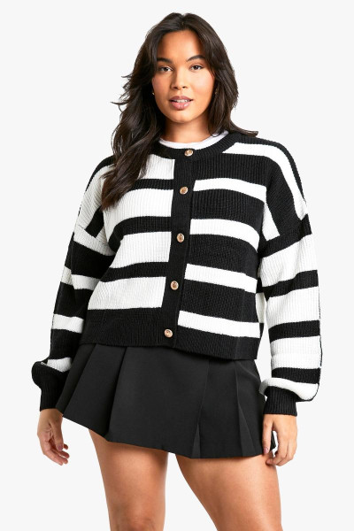 Плюс контраст із смужкою кардиган