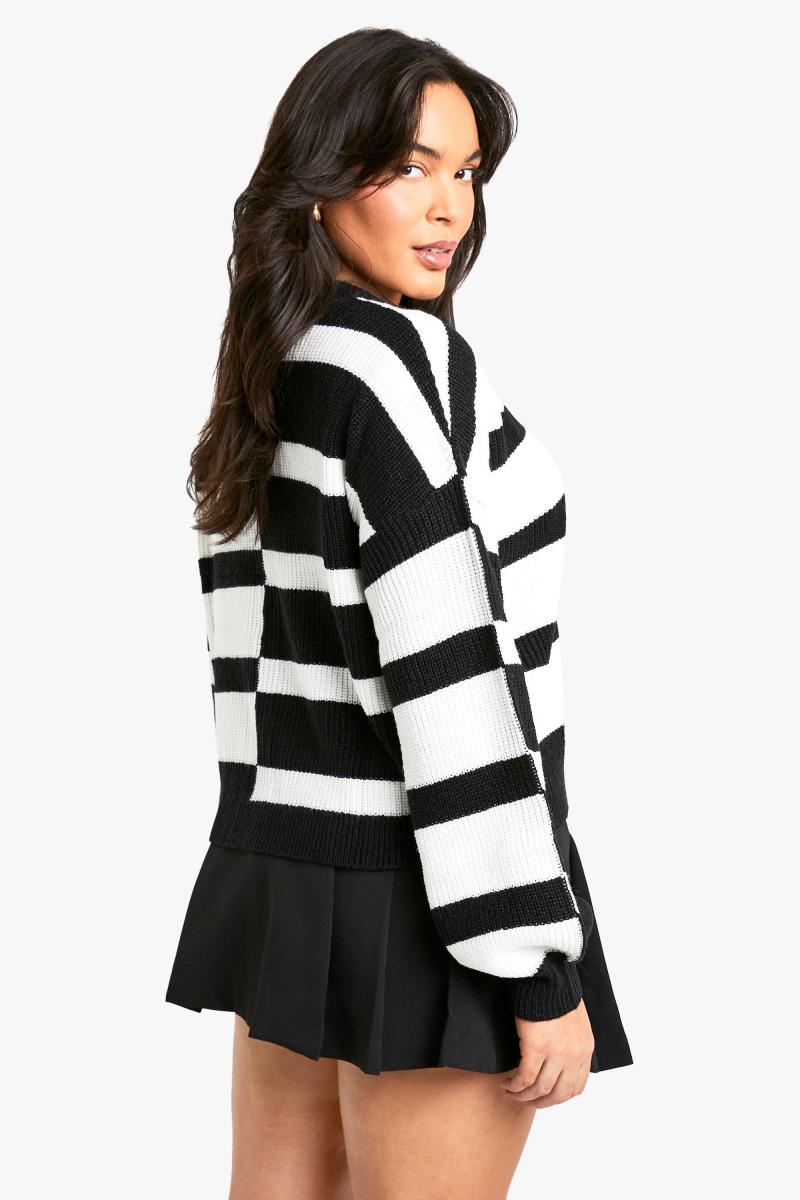 Плюс контраст із смужкою кардиган