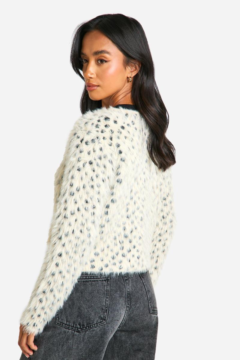 Маленький леопардовий трикотажний нечіткий кардиган