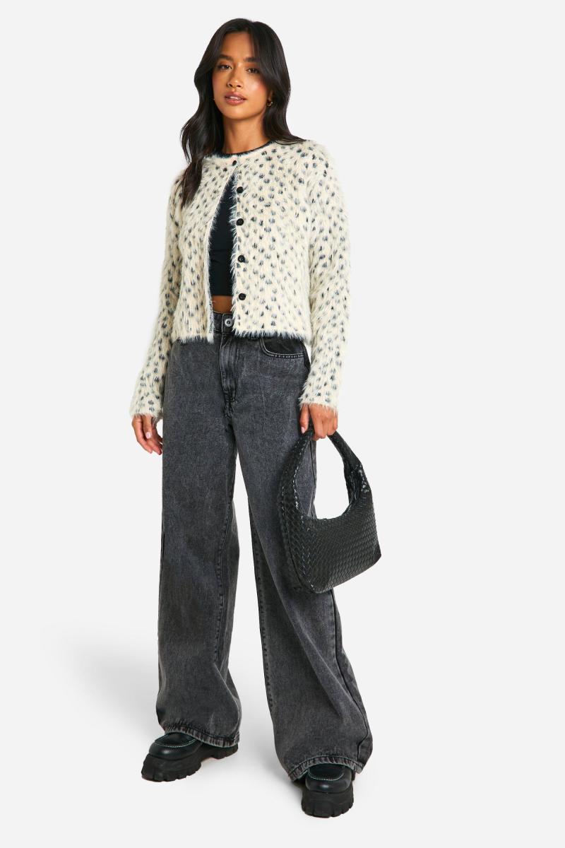 Маленький леопардовий трикотажний нечіткий кардиган