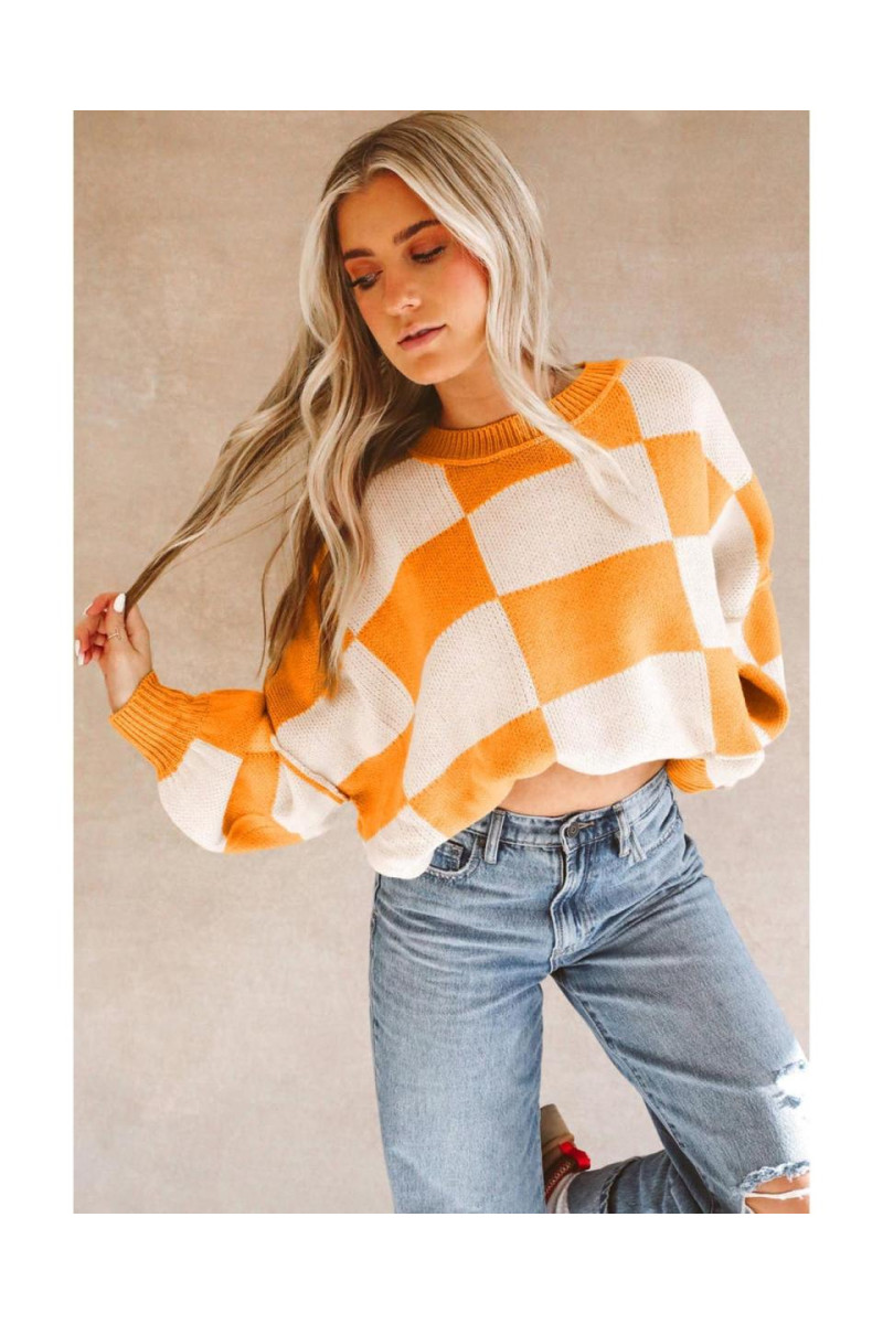 Помаранчевий каркасний єпископський рукав светр грейпфрут помаранчевий