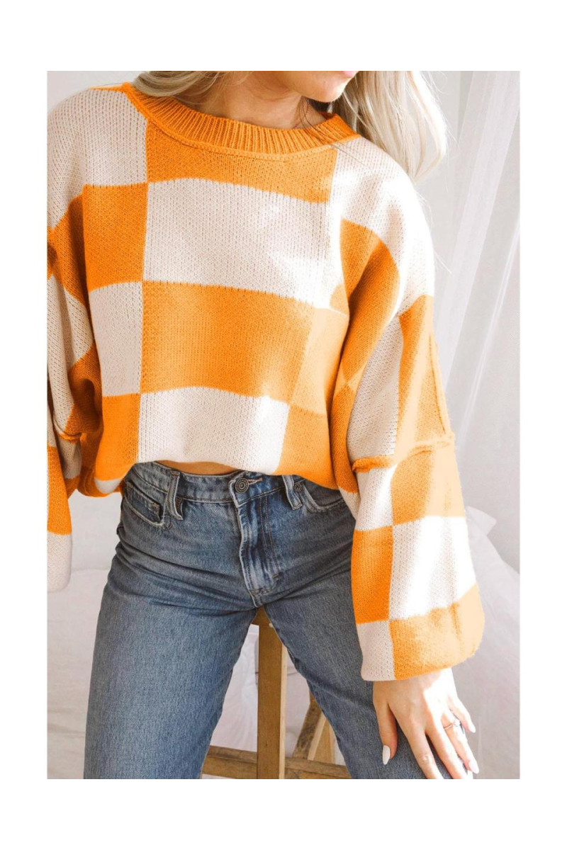 Помаранчевий каркасний єпископський рукав светр грейпфрут помаранчевий