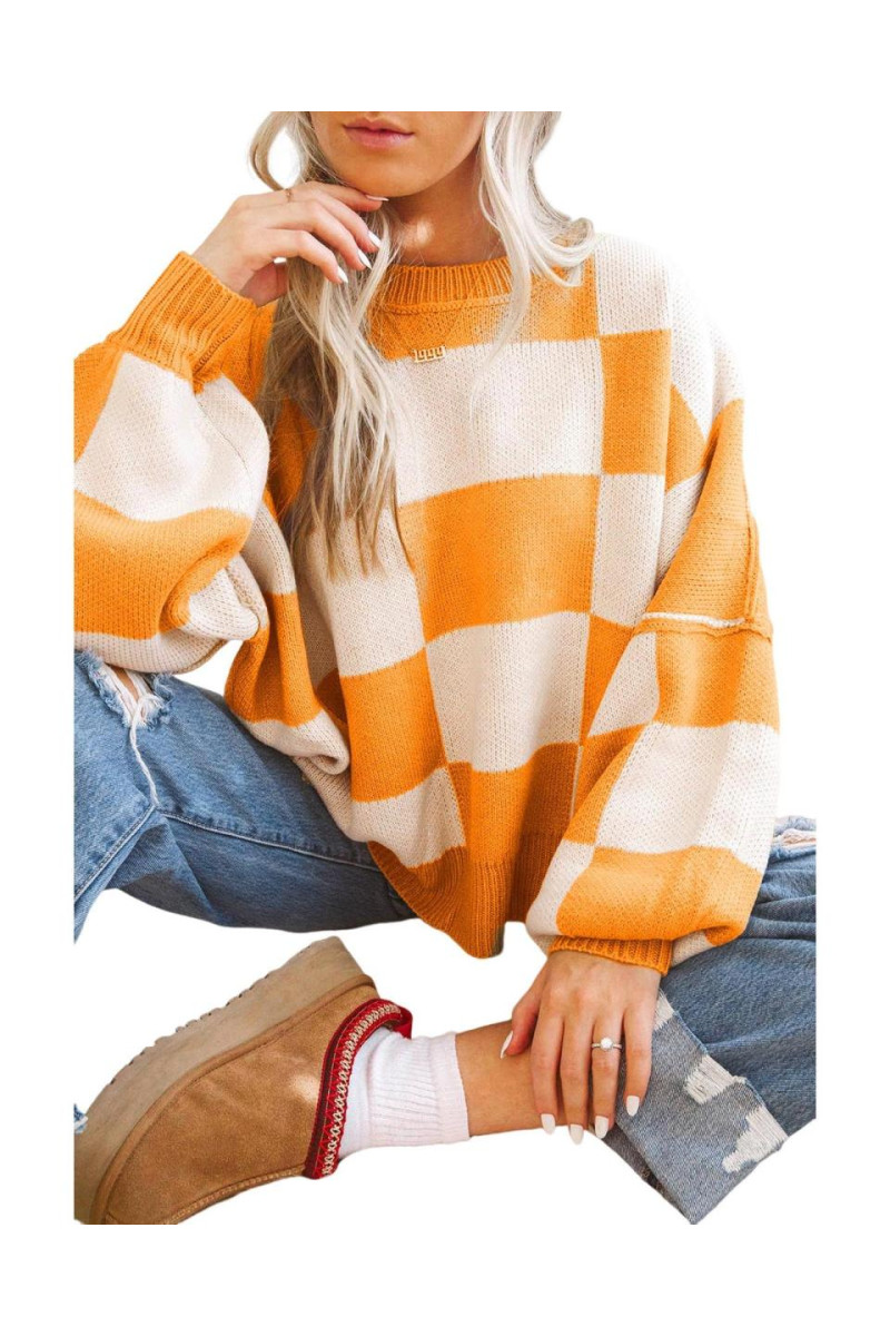 Помаранчевий каркасний єпископський рукав светр грейпфрут помаранчевий