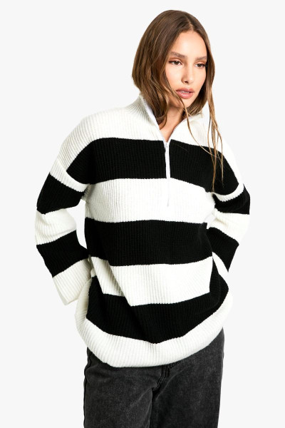 М'який трикотажний джемпер у смужку на півзастібці