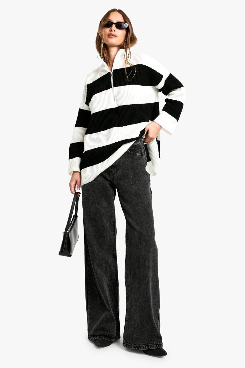 М'який трикотажний джемпер у смужку на півзастібці